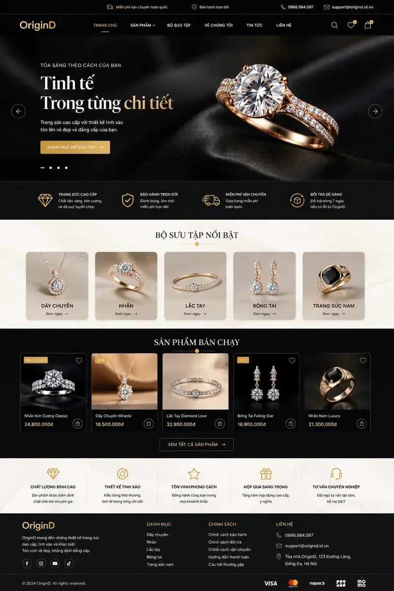 Mẫu thiết kế website thời trang mỹ phẩm cao cấp UI/UX - OriginD