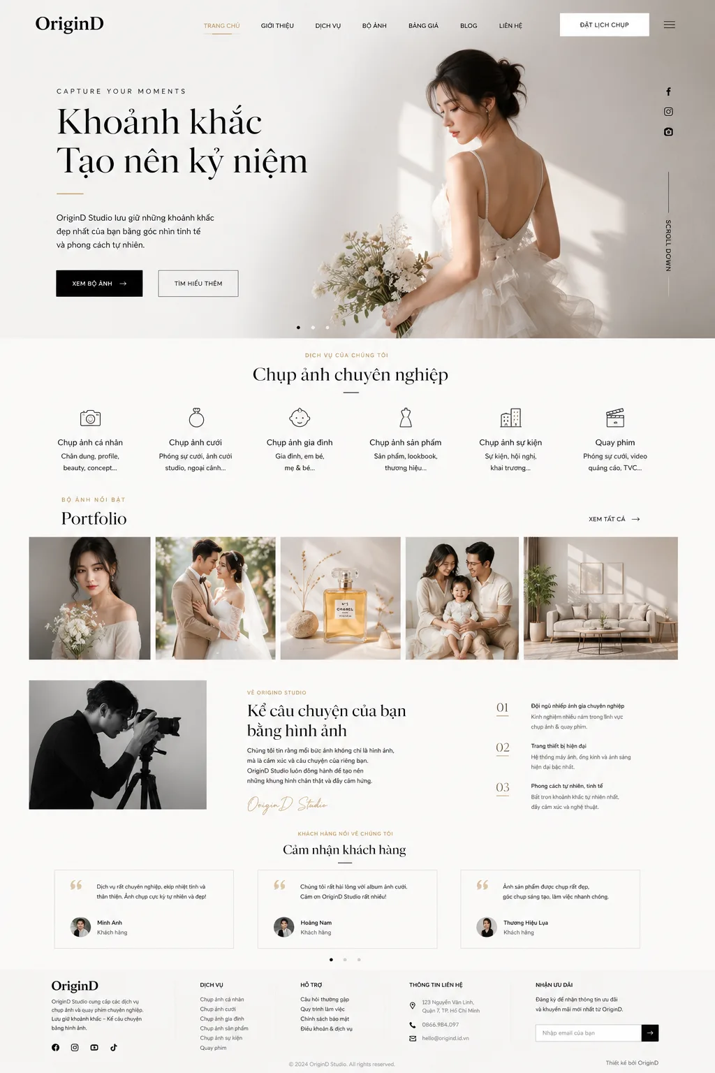 Mẫu thiết kế website kiến trúc nội thất phong cách tối giản - OriginD
